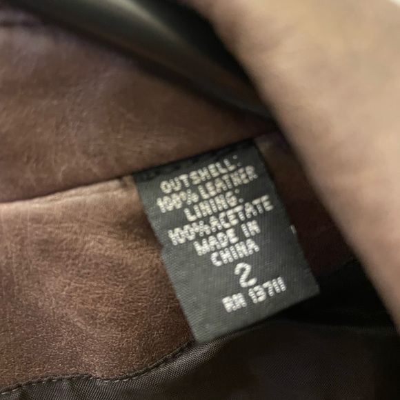 Brown leather jacket, size 8 - Picture 3 of 3